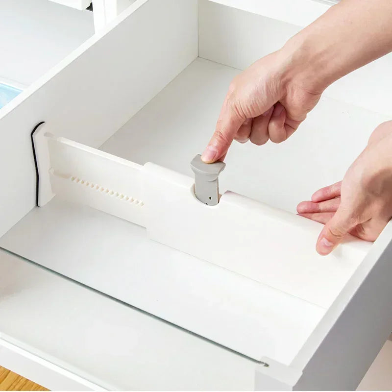 Adjustable Drawer Dividers – Retractable Plastic Organizers for Kitchen, Closet, and Home Storage