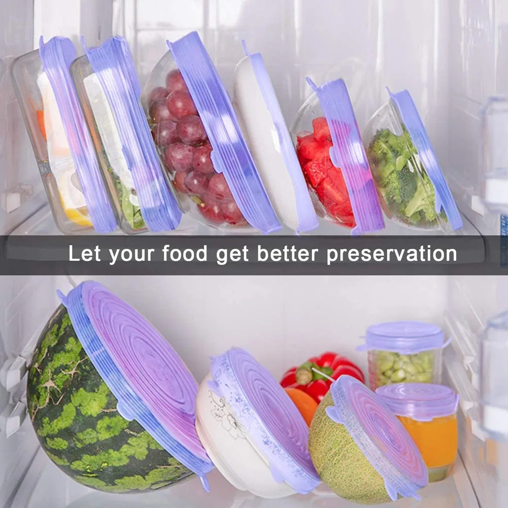 Reusable Silicone Stretch Lids – Airtight Food Covers for Bowls, Containers & Cookware