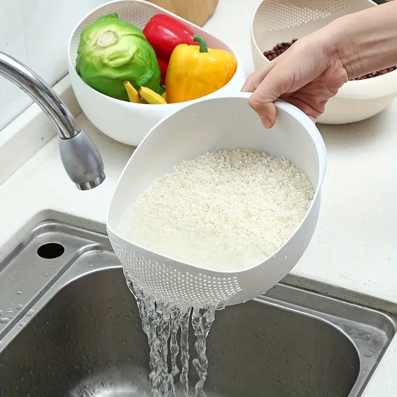 Multi-Purpose Rice & Produce Drain Basket – Kitchen Strainer for Rice, Fruits & Vegetables
