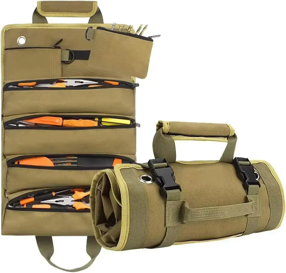 Multi-Purpose Tool Roll Bag – Heavy-Duty Portable Tool Organizer with Multiple Pockets for Hardware, Hand Tools, and Accessories