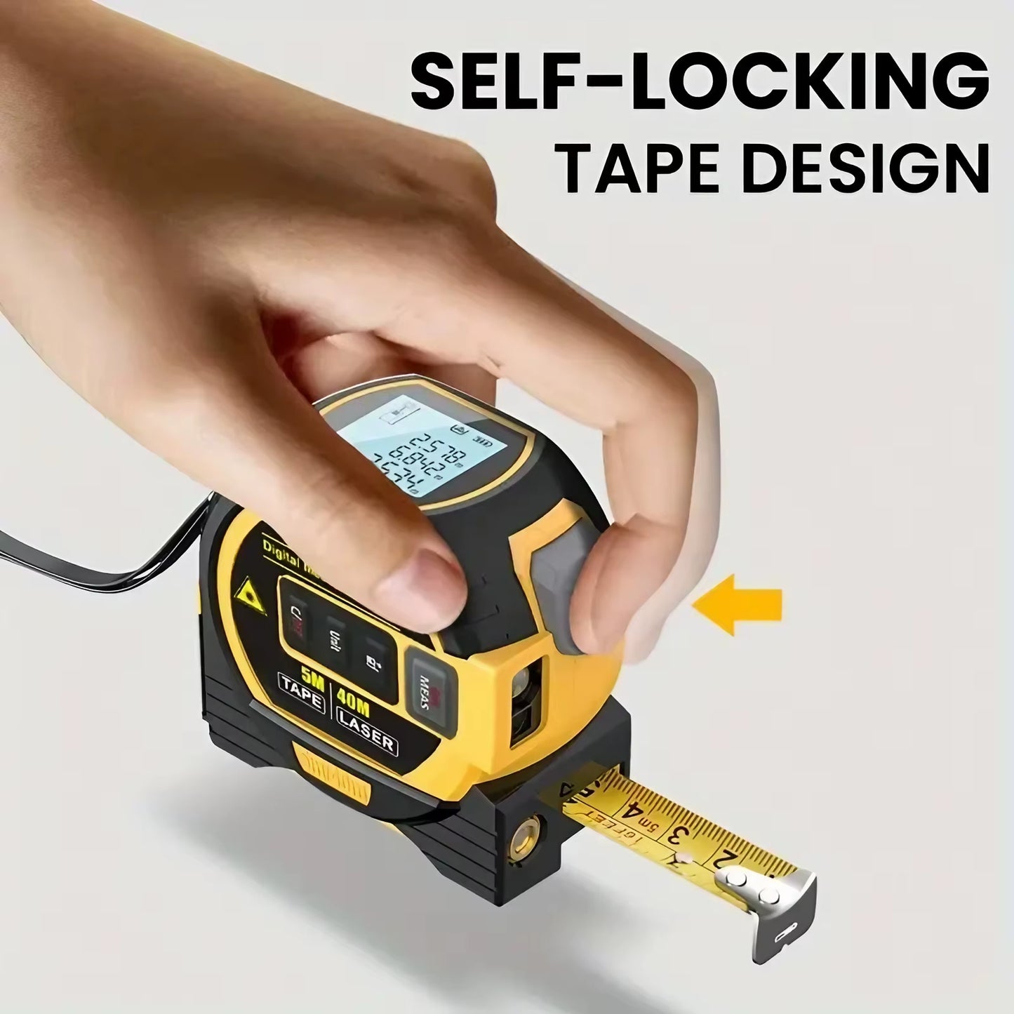 3-in-1 Laser Tape Measure – 40/60M Digital Infrared Distance Measurer with Ruler & Smart Precision Measuring Tool