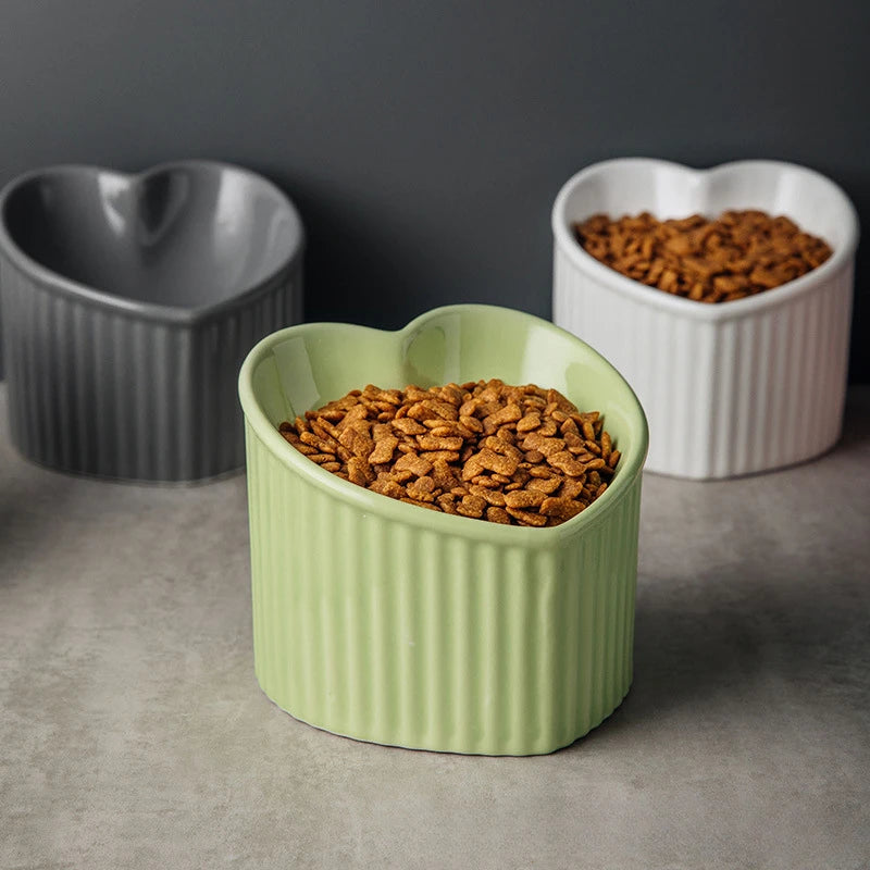 Elevated Tilted Ceramic Cat Bowl – Stress-Free Feeding with Backflow Prevention
