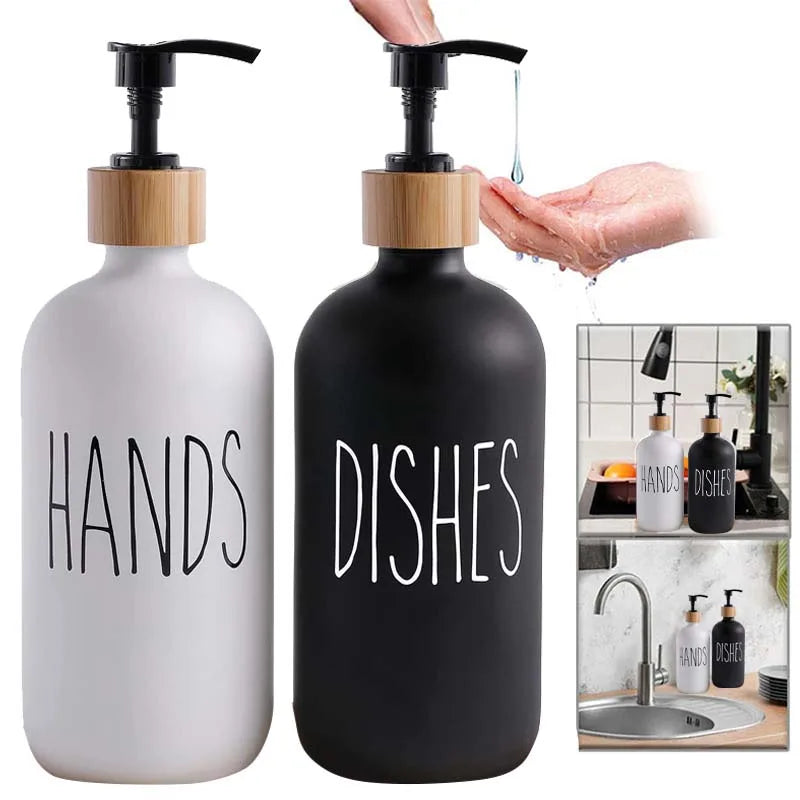 Refillable Pump Bottles – PET Plastic Soap Dispenser Set for Dish Soap, Shampoo, Lotion & Shower Gel – Empty Bathroom Containers