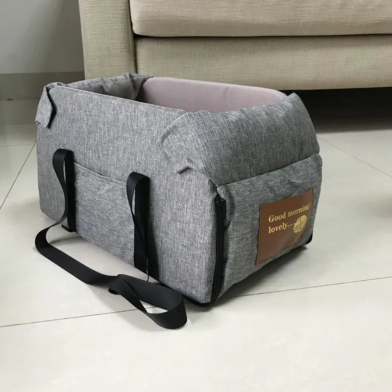 Portable Dog Car Seat Bed & Carrier for Small Dogs and Cats – Central Console Pet Booster Seat for Safe Travel, Dog Accessories for Cars