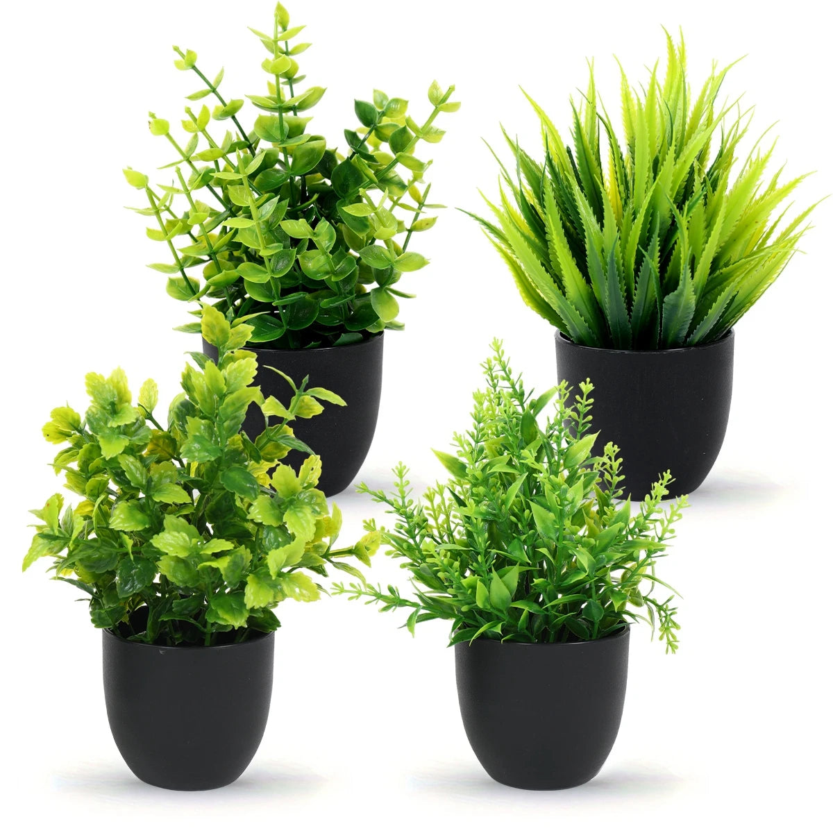 1/4Pcs Artificial Potted Plants – Mini Green Bonsai Tree & Grass Decor | Fake Flowers for Home, Garden, Wedding & Party Decoration