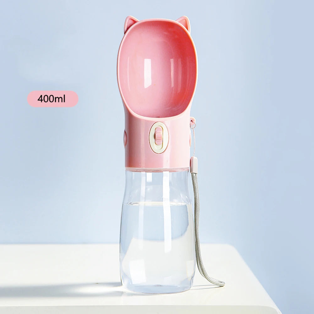 Portable 2-in-1 Dog & Cat Travel Feeder – Leak-Proof Water Bottle with Food Storage