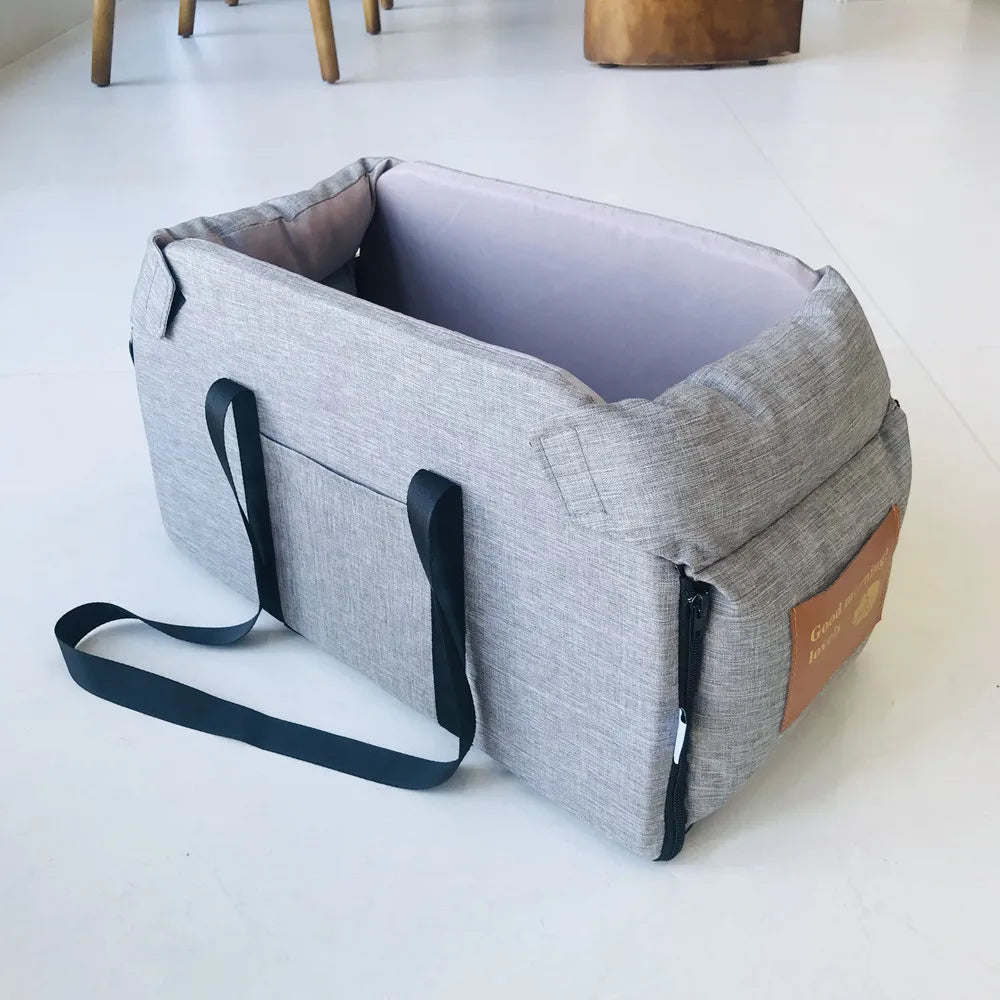 Portable Dog Car Seat Bed & Carrier for Small Dogs and Cats – Central Console Pet Booster Seat for Safe Travel, Dog Accessories for Cars