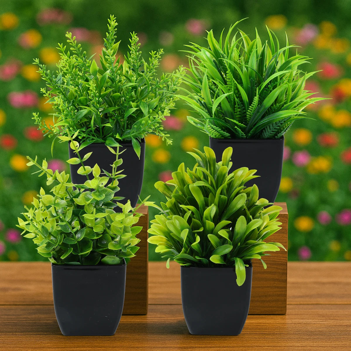 1/4Pcs Artificial Potted Plants – Mini Green Bonsai Tree & Grass Decor | Fake Flowers for Home, Garden, Wedding & Party Decoration