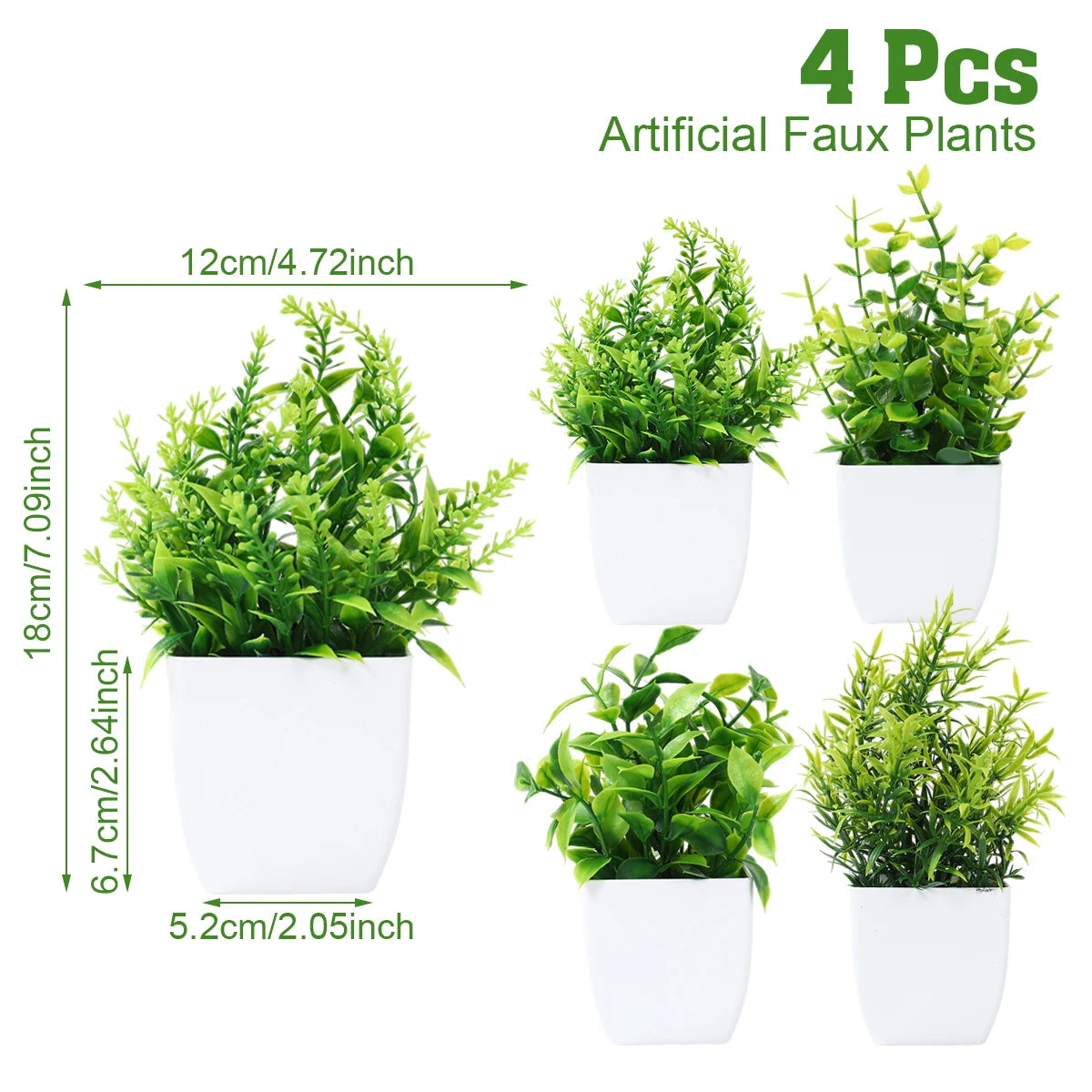 1/4Pcs Artificial Potted Plants – Mini Green Bonsai Tree & Grass Decor | Fake Flowers for Home, Garden, Wedding & Party Decoration