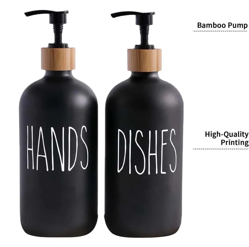 Refillable Pump Bottles – PET Plastic Soap Dispenser Set for Dish Soap, Shampoo, Lotion & Shower Gel – Empty Bathroom Containers