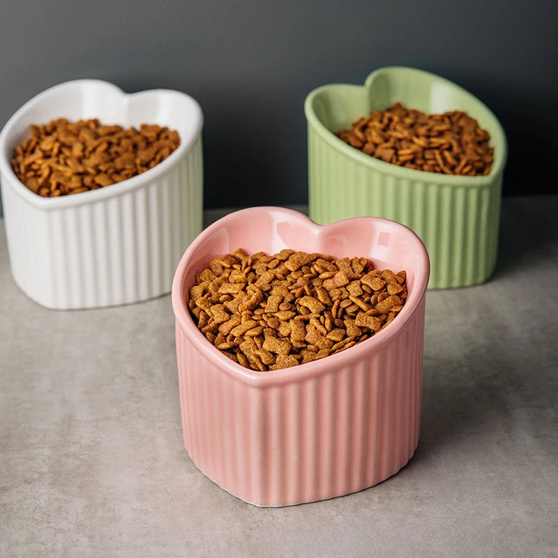 Elevated Tilted Ceramic Cat Bowl – Stress-Free Feeding with Backflow Prevention