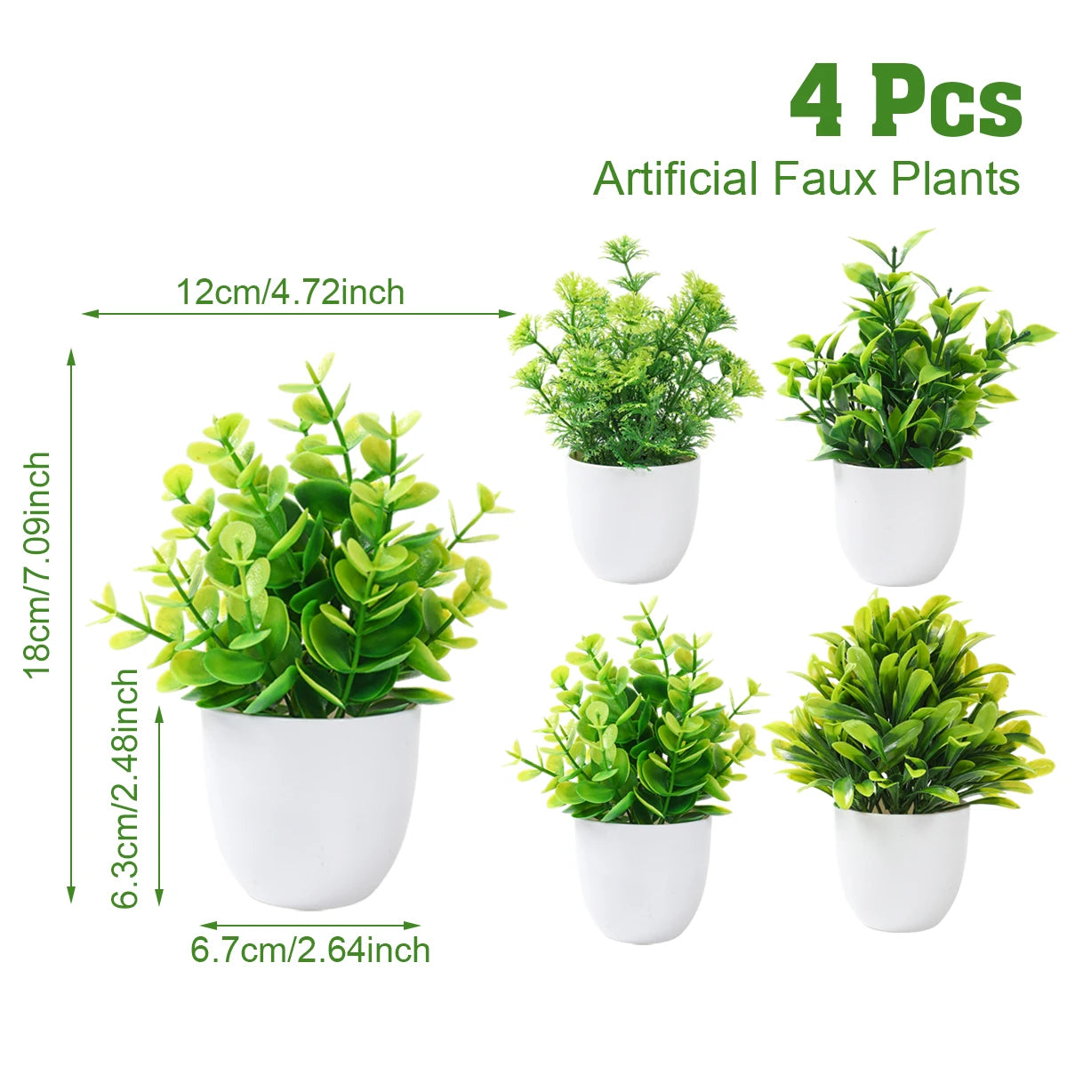 1/4Pcs Artificial Potted Plants – Mini Green Bonsai Tree & Grass Decor | Fake Flowers for Home, Garden, Wedding & Party Decoration