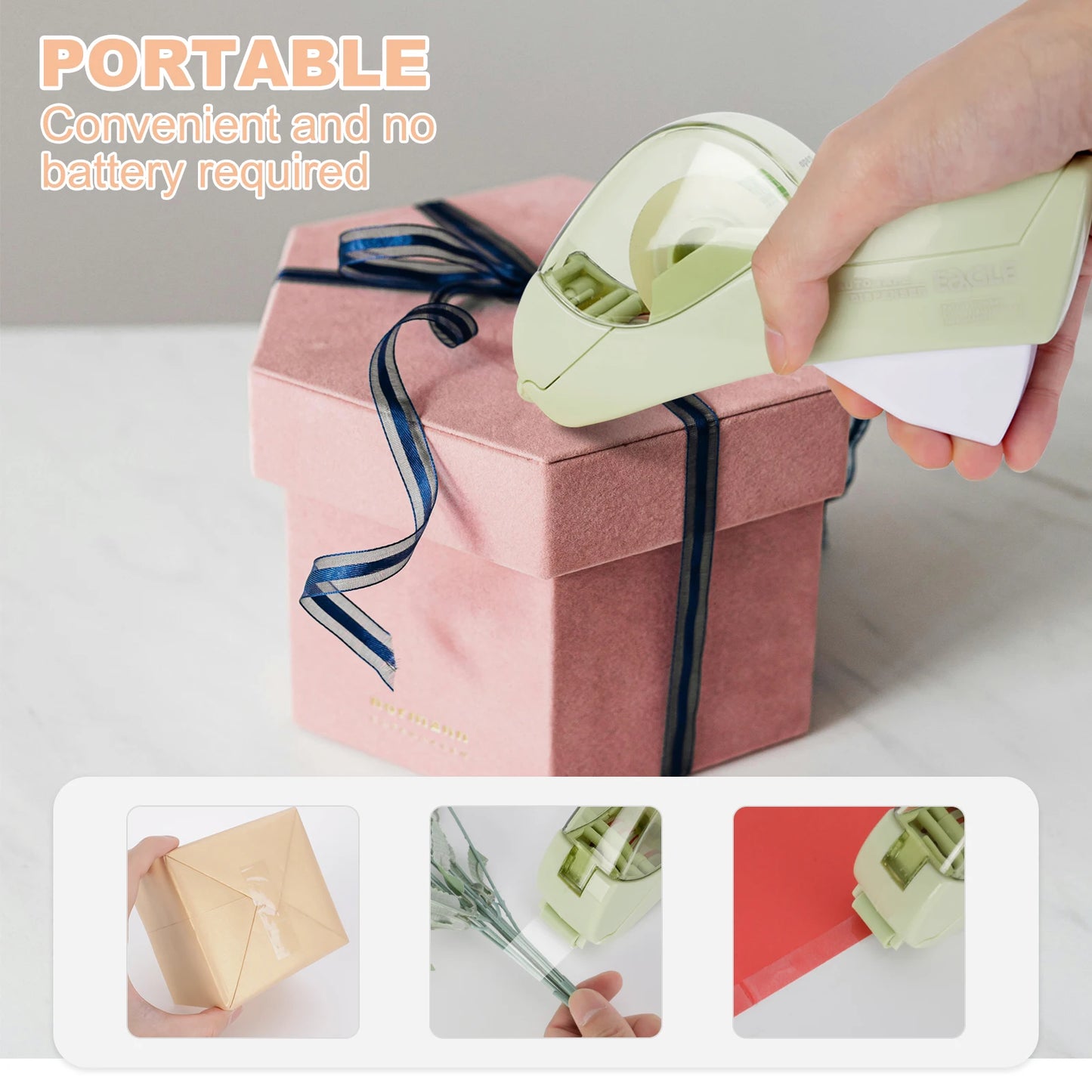 Manual Automatic Tape Dispenser with 2 Rolls – No Battery Needed | Easy Cutting for Crafting, Gift Wrapping & DIY Projects