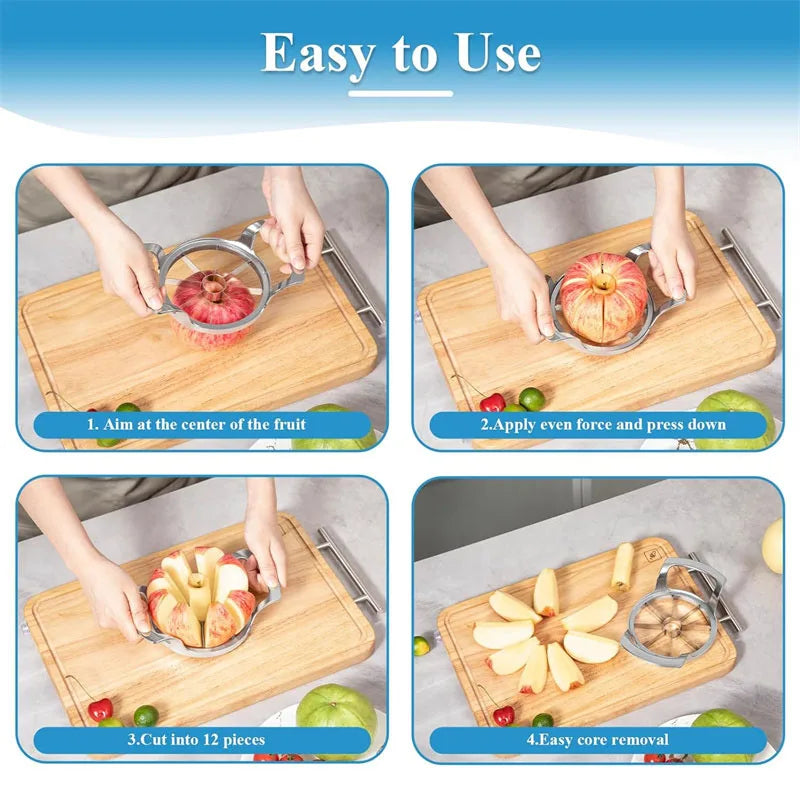 Stainless Steel Apple Slicer & Corer – 8-Blade Fruit Cutter with Frosted Handle, Sharp Divider for Apples, Pears & Vegetables