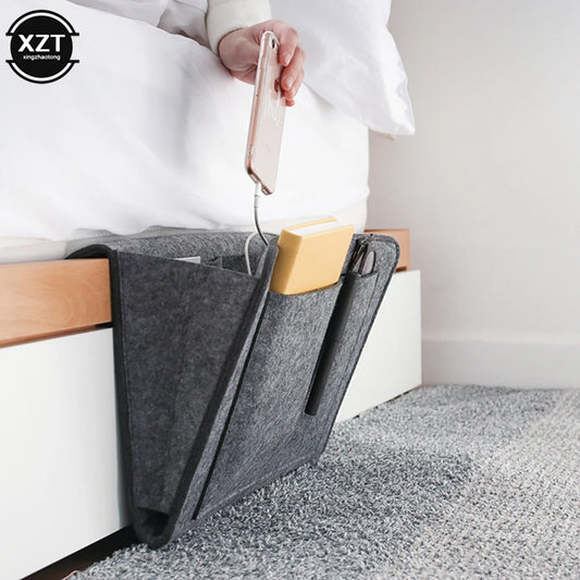 Felt Bedside Caddy with Pockets – Hanging Storage Organizer for Phone, Books, Magazines, Tissue Box & More – Ideal for Bed or Sofa Side