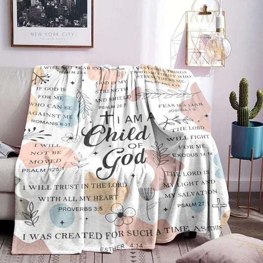 I Am a Child of God Christian Blanket – Soft Flannel Inspirational Throw for Women, Uplifting Religious Gift for Prayer & Devotion