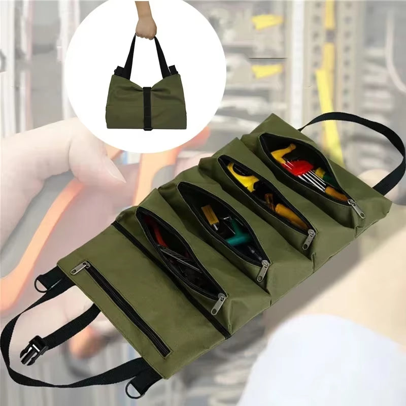 Multi-Purpose Tool Roll Bag – Heavy-Duty Portable Tool Organizer with Multiple Pockets for Hardware, Hand Tools, and Accessories