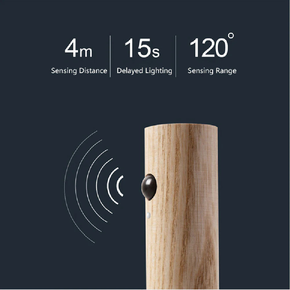 Rechargeable Smart Motion Sensor Light – Wireless LED Cabinet & Wall Lamp with Magnetic Wood Design
