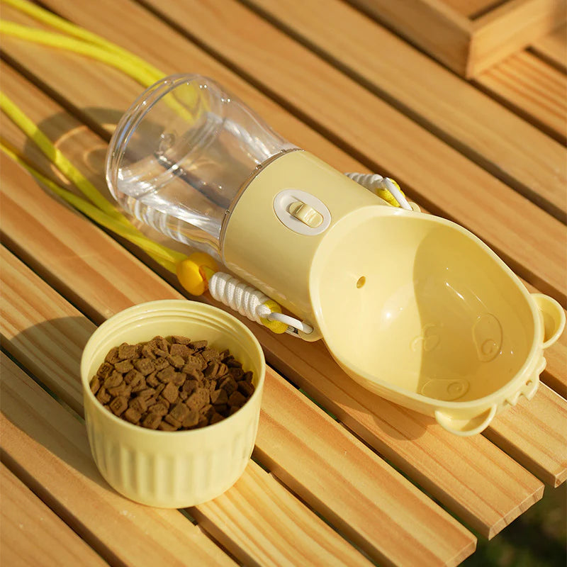 Portable 2-in-1 Dog & Cat Travel Feeder – Leak-Proof Water Bottle with Food Storage