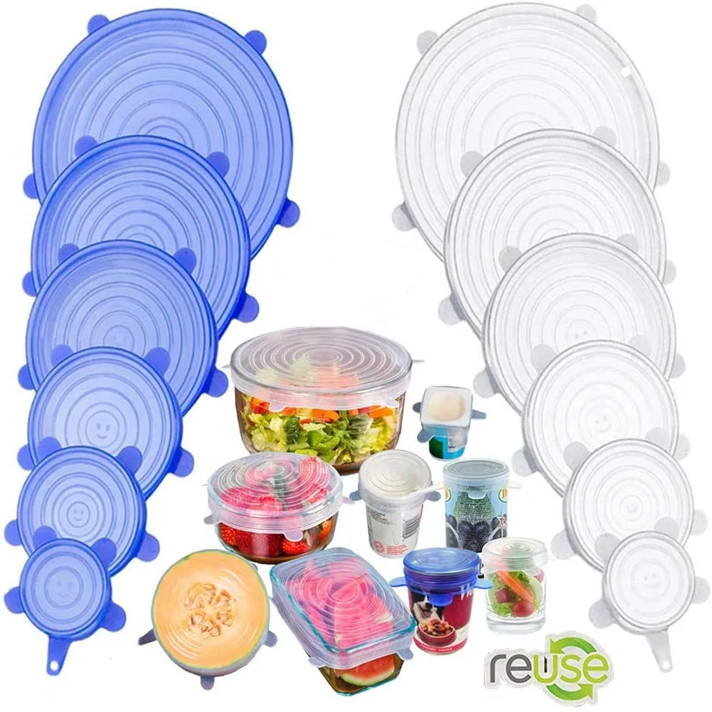 Reusable Silicone Stretch Lids – Airtight Food Covers for Bowls, Containers & Cookware