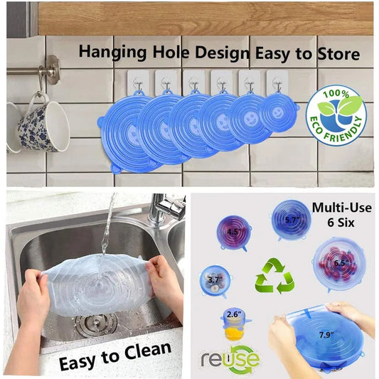 Reusable Silicone Stretch Lids – Airtight Food Covers for Bowls, Containers & Cookware
