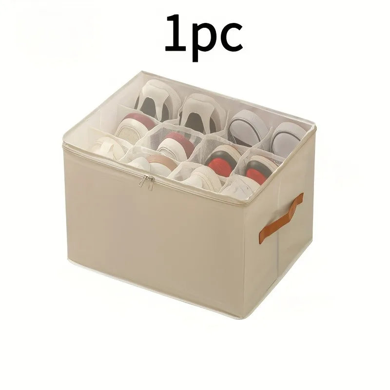 Foldable Oxford Storage Box with Clear Lid – Stackable, Space-Saving Organizer for Shoes, Clothes & More