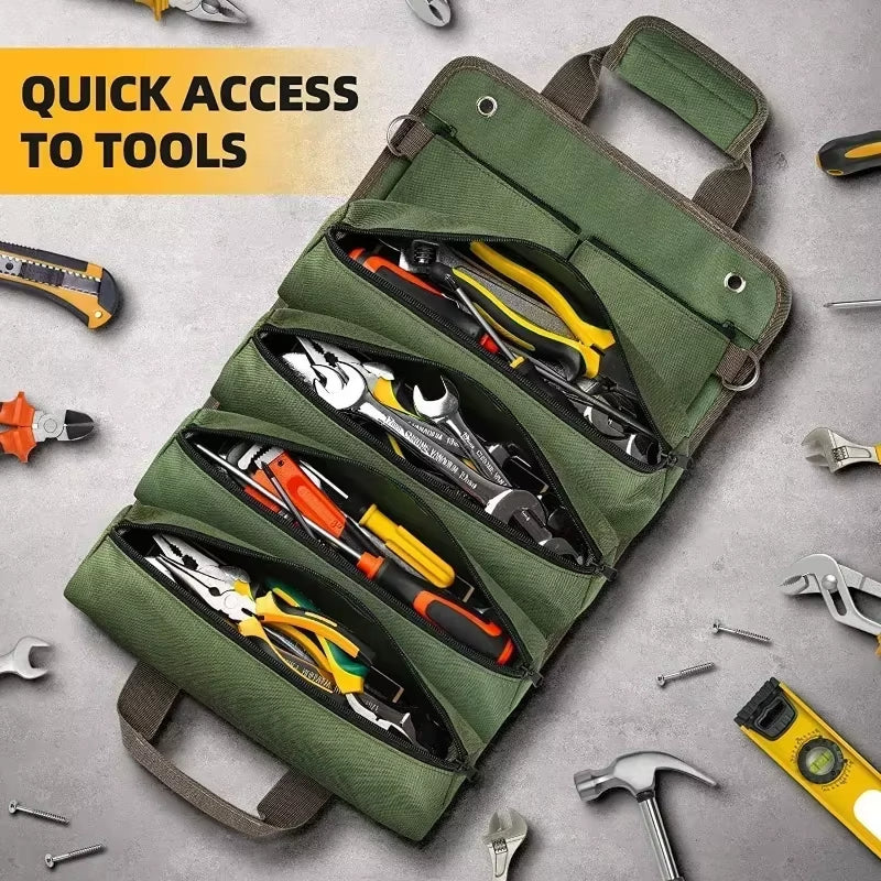 Multi-Purpose Tool Roll Bag – Heavy-Duty Portable Tool Organizer with Multiple Pockets for Hardware, Hand Tools, and Accessories