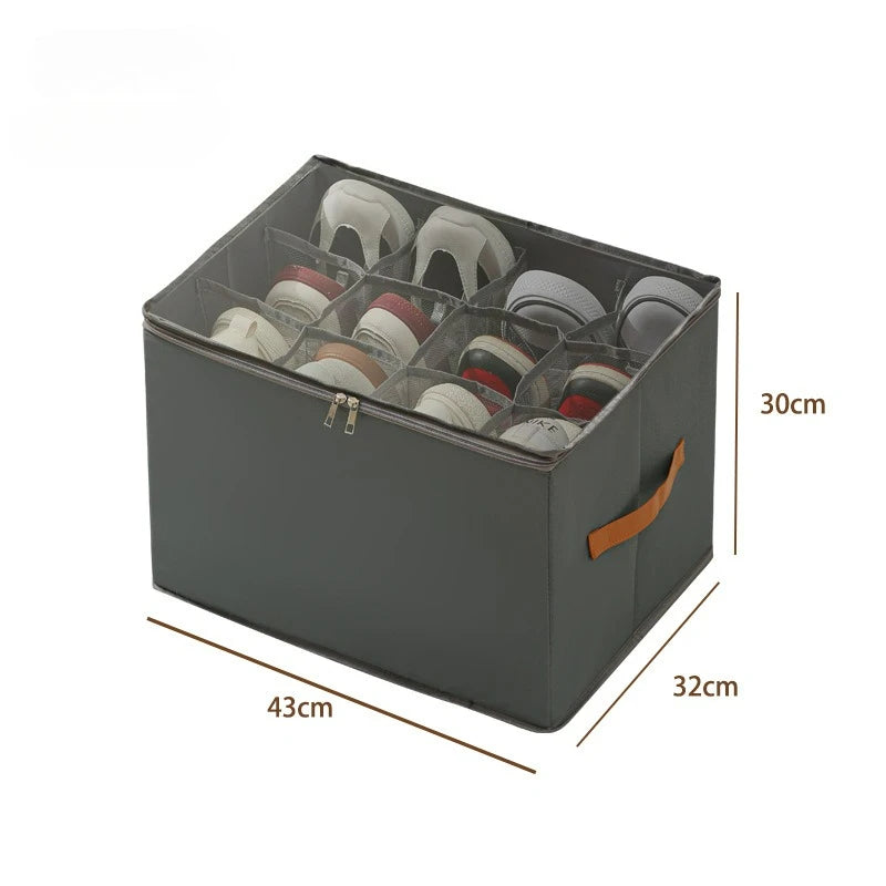 Foldable Oxford Storage Box with Clear Lid – Stackable, Space-Saving Organizer for Shoes, Clothes & More