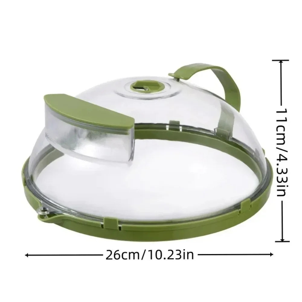 Microwave Food Cover with Water Steamer and Handle – Clear 10-Inch Plate Lid for Splatter Protection