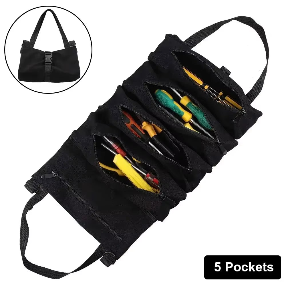 Multi-Purpose Tool Roll Bag – Heavy-Duty Portable Tool Organizer with Multiple Pockets for Hardware, Hand Tools, and Accessories