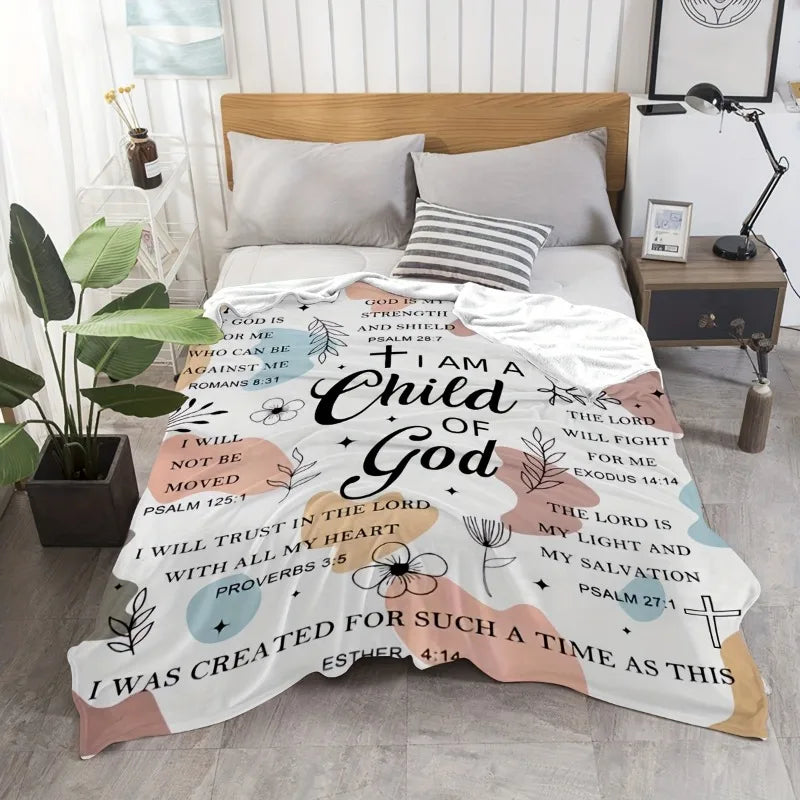 I Am a Child of God Christian Blanket – Soft Flannel Inspirational Throw for Women, Uplifting Religious Gift for Prayer & Devotion