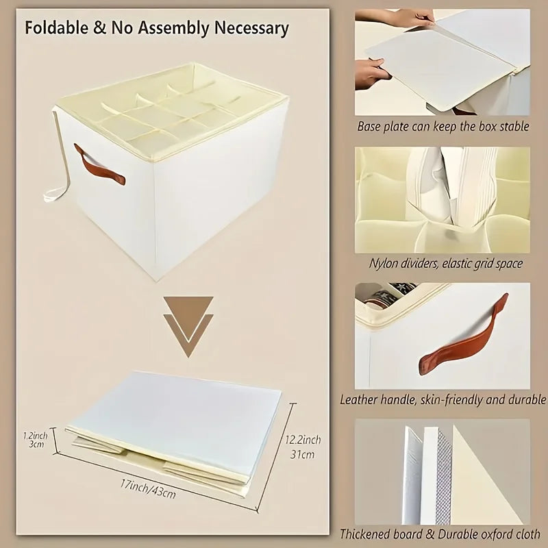 Foldable Oxford Storage Box with Clear Lid – Stackable, Space-Saving Organizer for Shoes, Clothes & More
