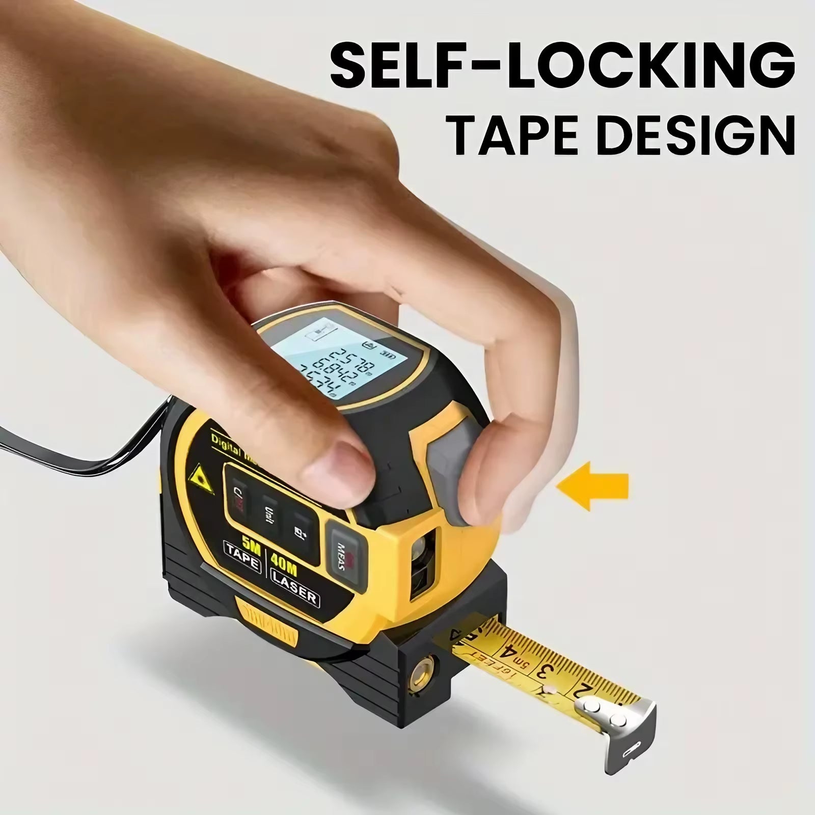 3-in-1 Laser Tape Measure – 40/60M Digital Infrared Distance Measurer with Ruler & Smart Precision Measuring Tool