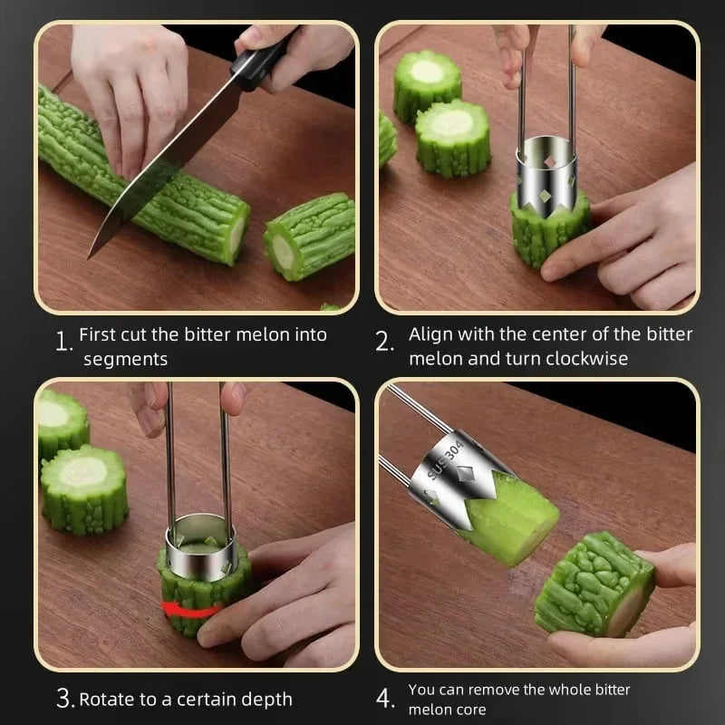 Durable 304 Stainless Steel Core Remover – Sharp Serrated Tool for Removing Fruit and Vegetable Cores