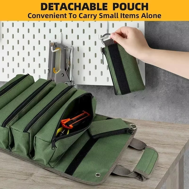 Multi-Purpose Tool Roll Bag – Heavy-Duty Portable Tool Organizer with Multiple Pockets for Hardware, Hand Tools, and Accessories