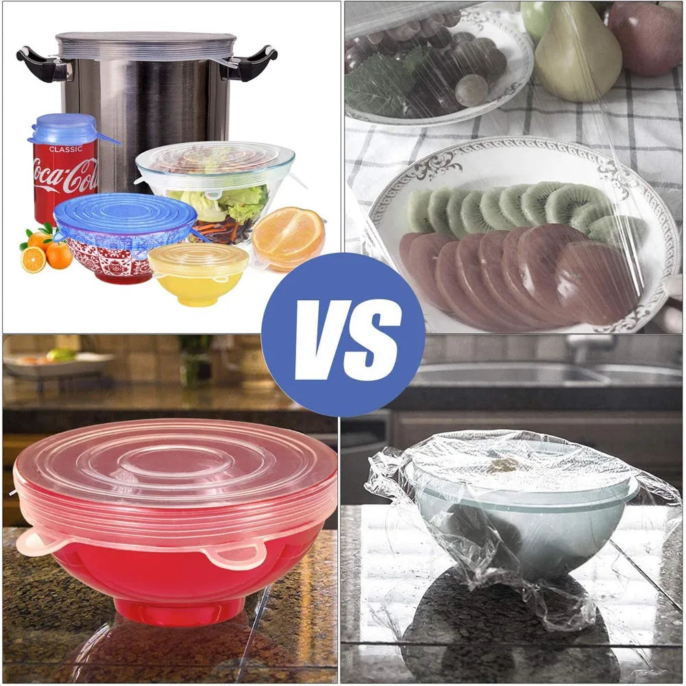 Reusable Silicone Stretch Lids – Airtight Food Covers for Bowls, Containers & Cookware