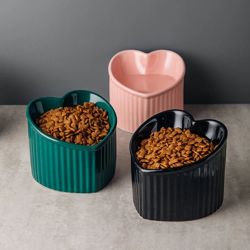 Elevated Tilted Ceramic Cat Bowl – Stress-Free Feeding with Backflow Prevention