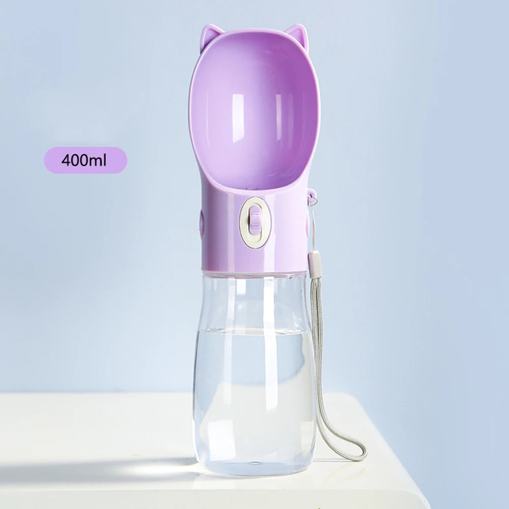 Portable 2-in-1 Dog & Cat Travel Feeder – Leak-Proof Water Bottle with Food Storage