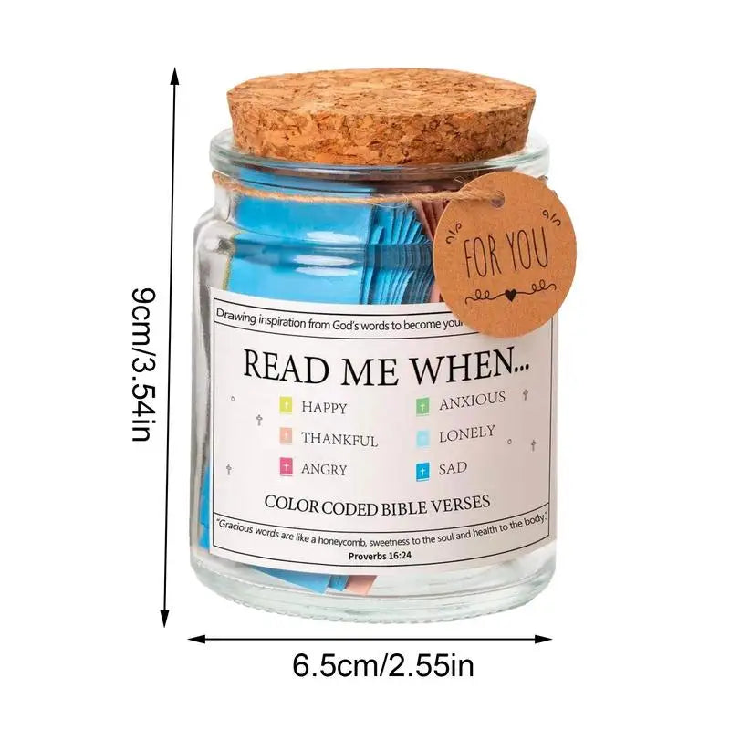 Bible Verse Prayer Jar – Glass Gratitude Jar with Colorful Scripture Cards, Inspirational Blessings & Encouragement Notes