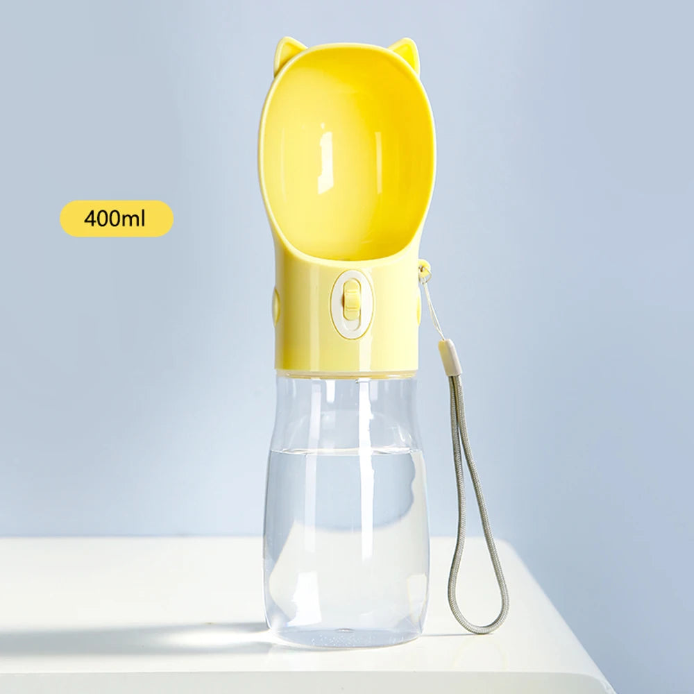 Portable 2-in-1 Dog & Cat Travel Feeder – Leak-Proof Water Bottle with Food Storage
