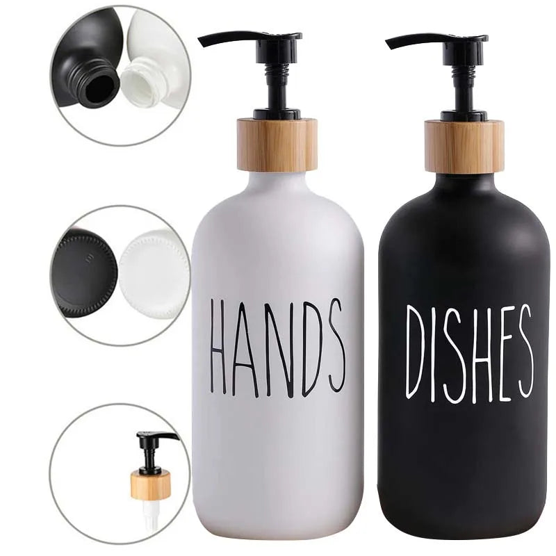 Refillable Pump Bottles – PET Plastic Soap Dispenser Set for Dish Soap, Shampoo, Lotion & Shower Gel – Empty Bathroom Containers