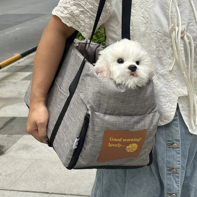 Portable Dog Car Seat Bed & Carrier for Small Dogs and Cats – Central Console Pet Booster Seat for Safe Travel, Dog Accessories for Cars