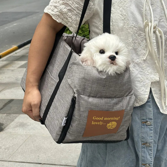 Portable Dog Car Seat Bed & Carrier for Small Dogs and Cats – Central Console Pet Booster Seat for Safe Travel, Dog Accessories for Cars