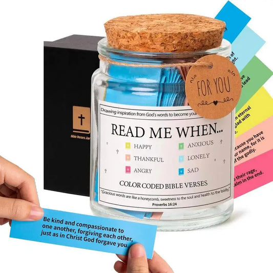 Bible Verse Prayer Jar – Glass Gratitude Jar with Colorful Scripture Cards, Inspirational Blessings & Encouragement Notes