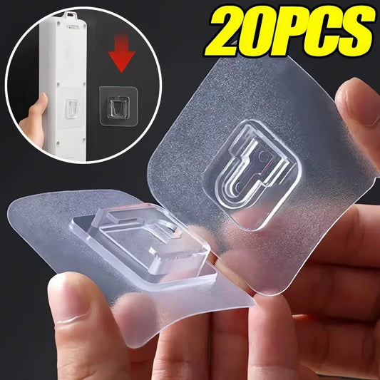 Double-Sided Transparent Adhesive Wall Hooks – Strong Suction Cup Hangers for Kitchen, Bathroom, Plug & Socket Storage 
