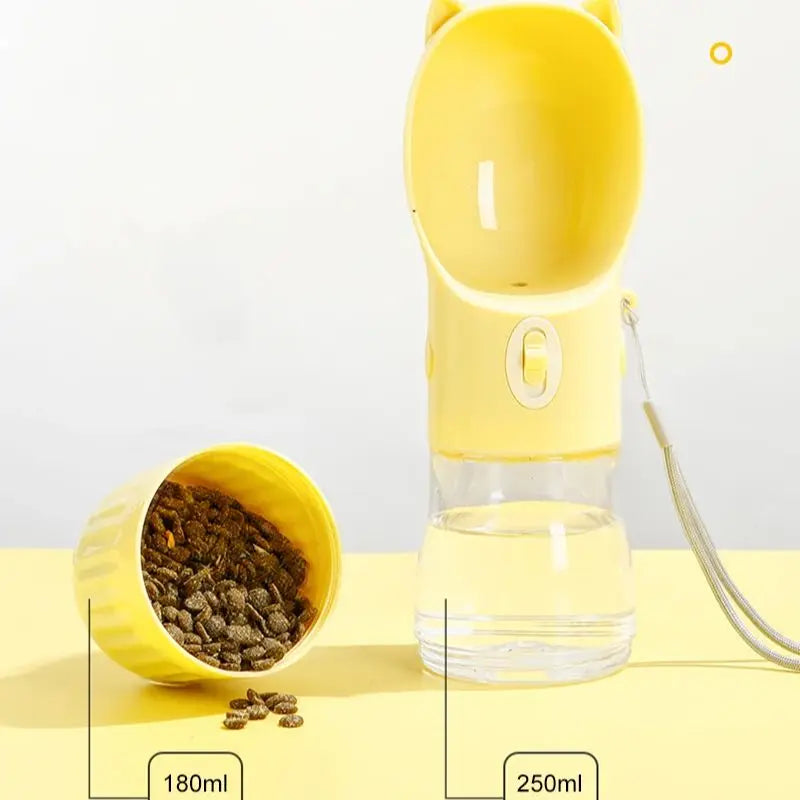 Portable 2-in-1 Dog & Cat Travel Feeder – Leak-Proof Water Bottle with Food Storage