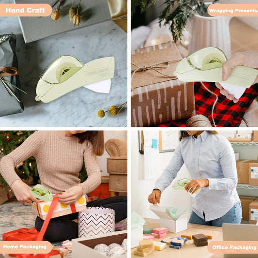 Manual Automatic Tape Dispenser with 2 Rolls – No Battery Needed | Easy Cutting for Crafting, Gift Wrapping & DIY Projects