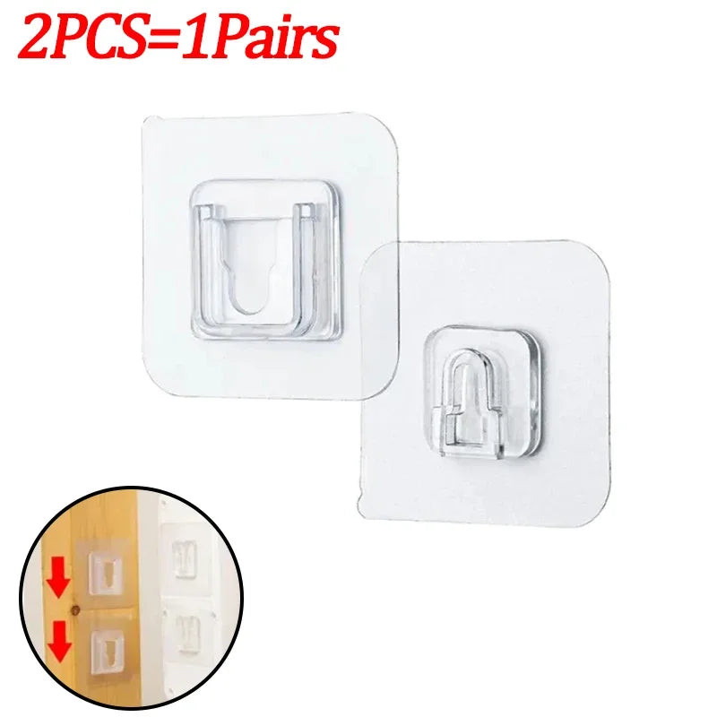 Double-Sided Transparent Adhesive Wall Hooks – Strong Suction Cup Hangers for Kitchen, Bathroom, Plug & Socket Storage 