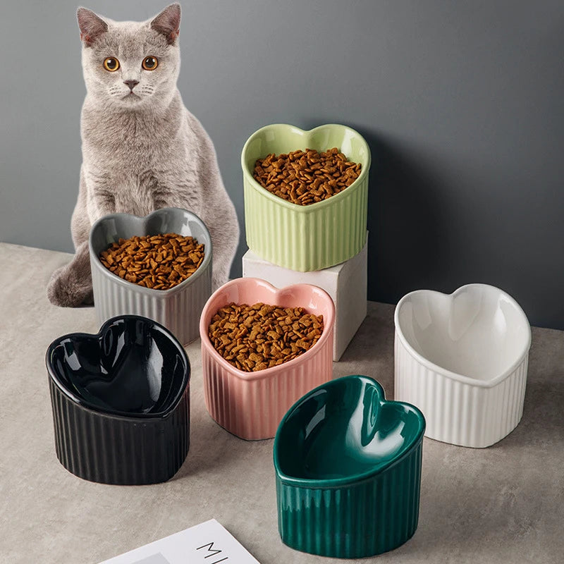 Elevated Tilted Ceramic Cat Bowl – Stress-Free Feeding with Backflow Prevention