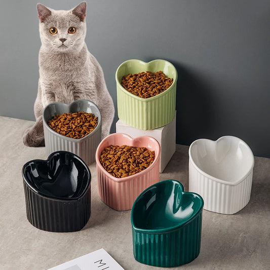 Elevated Tilted Ceramic Cat Bowl – Stress-Free Feeding with Backflow Prevention